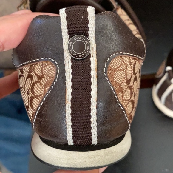COACH Brown "Kelsie" Signature C Logo Sneakers Size 6.5 - Picture 11 of 13